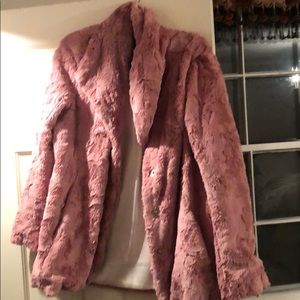 Karen Kane faux fur coat in dusty rose